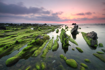 Картинка природа восходы закаты пляж баррика море испания закат камни скалы