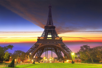 Картинка города париж+ франция эйфелева башня париж город фонари парк