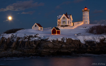 Картинка природа маяки подсветка море свет дома маяк ночь луна скалы