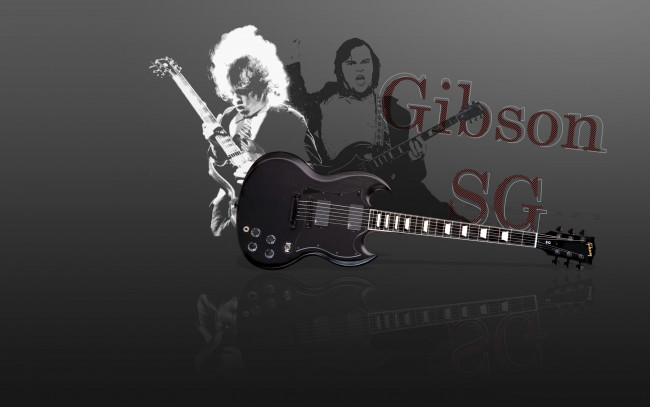 Обои картинки фото gibson sg, музыка, музыкальные инструменты, гитара, силуэты