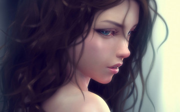 Картинка 3д+графика портрет+ portraits девушка эльфийка волосы лицо