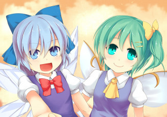 Картинка аниме touhou девушки фон взгляд