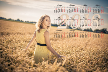 Картинка календари девушки поле злаки