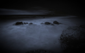Картинка природа побережье камни море ночь