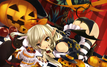 Картинка happy *halloween* аниме halloween magic