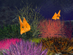 Картинка 3д графика animals животные растения рыбы море