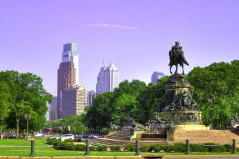 Картинка филадельфия сша города памятники скульптуры арт объекты монумент небоскребы парк