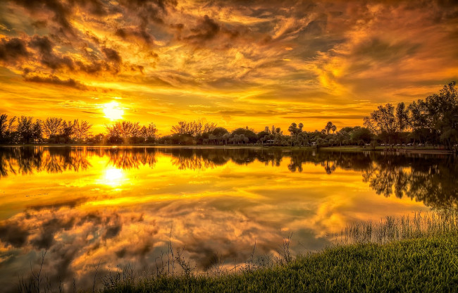 Обои картинки фото природа, восходы, закаты, солнце, река, берег