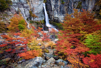 Картинка природа водопады вода камни поток осень