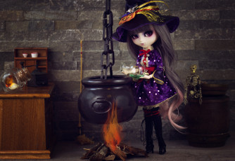 Картинка happy halloween разное игрушки ведьмочка хэллоуин кукла