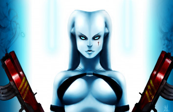 Картинка фэнтези существа девушка оружие инопланетянка существо