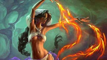 Картинка фэнтези магия арт маг фентези девушка огонь