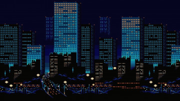 обоя векторная графика, город , city, город, здания, ночь