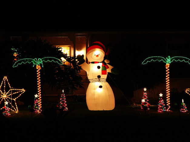 Обои картинки фото праздничные, снеговики