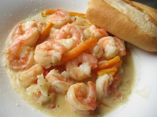 Картинка автор varvarra еда рыбные блюда морепродуктами креветки соус багет