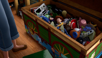 Картинка toy story мультфильмы ноги ящик игрушки