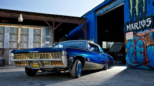 Обои картинки фото автомобили, chevrolet, мастерская, автомобиль, impala