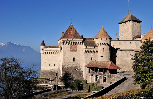 Обои картинки фото города, шильонский, замок, швейцария, крепость, стены, башни