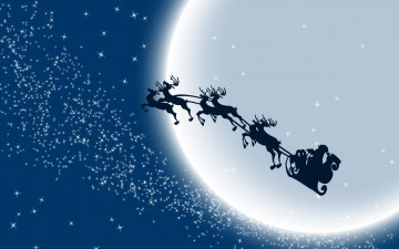 Картинка праздничные векторная+графика+ новый+год сани олени луна