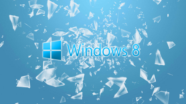 Обои картинки фото компьютеры, windows 8, стекло, система, операционная, синий, компьютер, осколки, 8, windows, hi-tech
