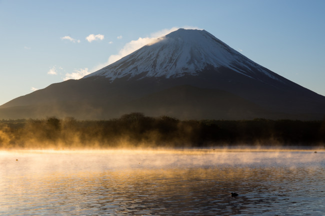 Обои картинки фото природа, реки, озера, утро, туман, гора, небо, река