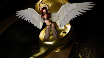 Картинка 3д+графика ангел+ angel крылья лампа фон девушка взгляд