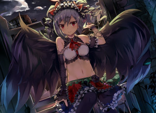 Картинка аниме ангелы +демоны фон взгляд девушка крылья
