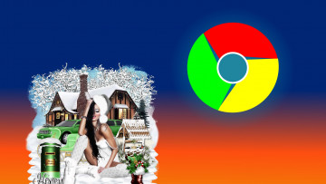 Картинка компьютеры google +google+chrome взгляд девушка фон логотип