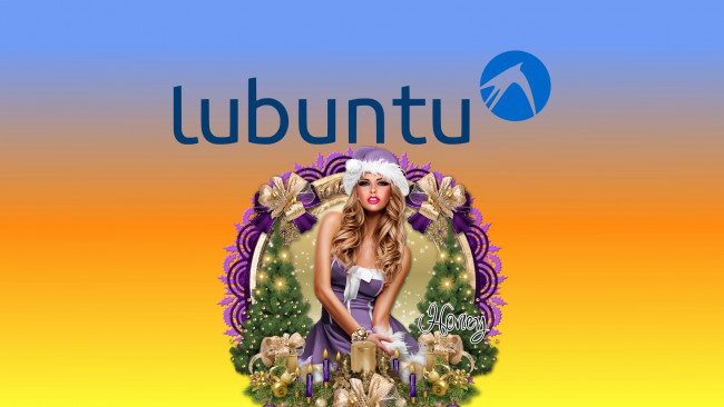 Обои картинки фото компьютеры, ubuntu linux, логотип, взгляд, девушка, фон