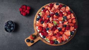Картинка еда клубника +земляника ягоды голубика десерт фон малина