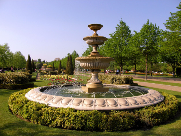 Обои картинки фото города, фонтаны, фонтан, парк, клумбы
