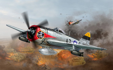 Картинка 47 thunderbolt авиация 3д рисованые graphic бомбардировщик сша ввс истребитель