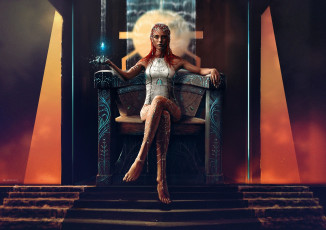 Картинка фэнтези девушки трон украшения девушка королева ступени
