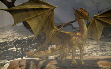 Картинка 3д+графика существа+ creatures крылья горы дракон