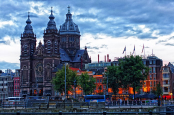 Картинка города амстердам+ нидерланды собор