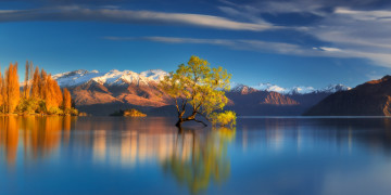 Картинка природа реки озера озеро горы деревья осень отражение