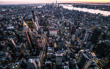 обоя города, нью-йорк , сша, панорама, небоскребы