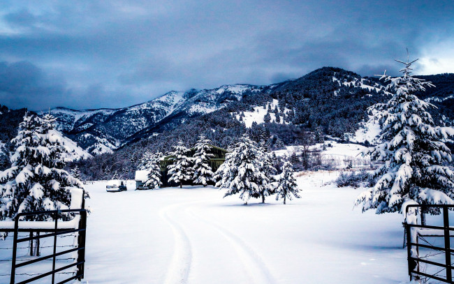 Обои картинки фото природа, зима, снег, горы