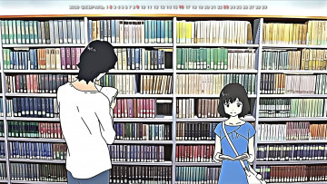 обоя календари, аниме, парень, девочка, книги, calendar, 2020, библиотека
