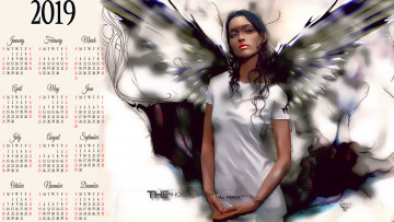 Картинка календари фэнтези 2019 calendar девушка крылья