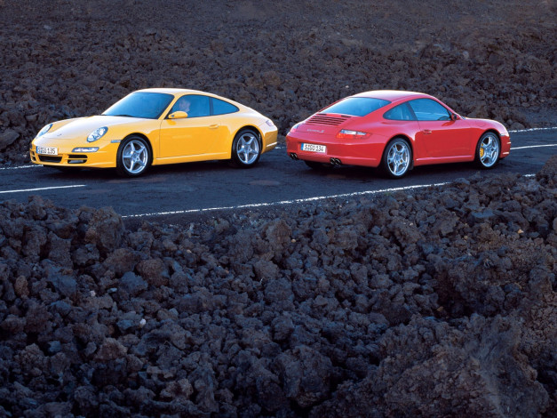 Обои картинки фото porsche, type, 997, 911, carrera, 2005, автомобили