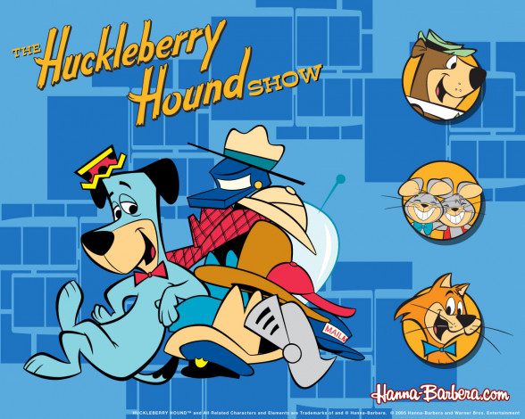 Обои картинки фото пёс, хакльберри, мультфильмы, the, huckleberry, hound, show