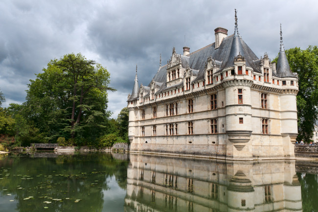 Обои картинки фото chateau, azay, le, rudeau, города, замки, луары, франция