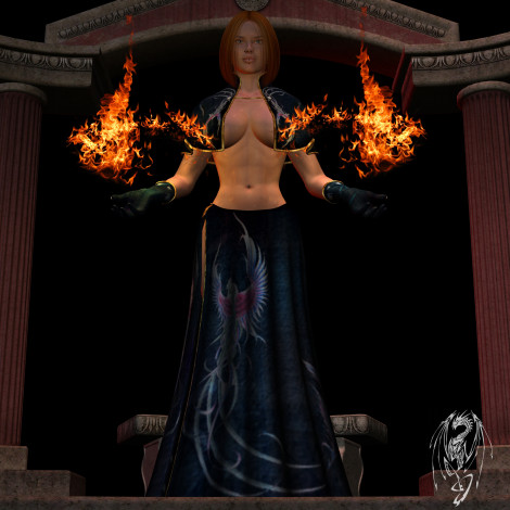 Обои картинки фото 3д графика, fantasy , фантазия, огонь, девушка