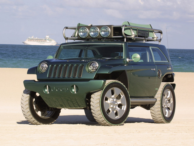 Обои картинки фото автомобили, jeep, willys, 2, зеленый, concept, 2001