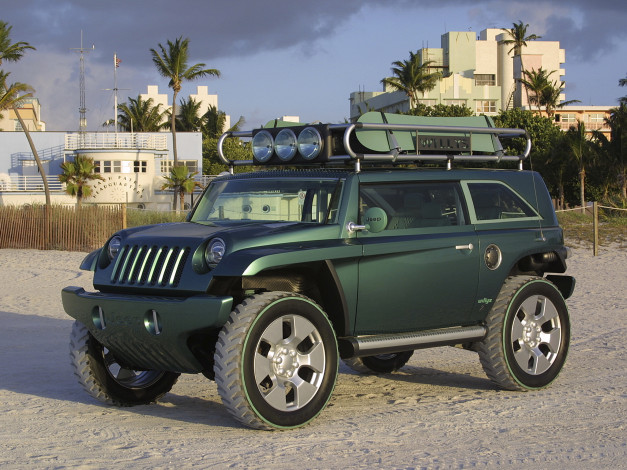 Обои картинки фото автомобили, jeep, зеленый, 2001, concept, willys, 2