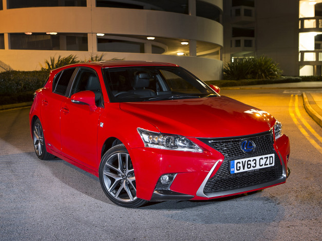 Обои картинки фото автомобили, lexus, ct, 200h, f-sport, uk-spec, 2014, красный