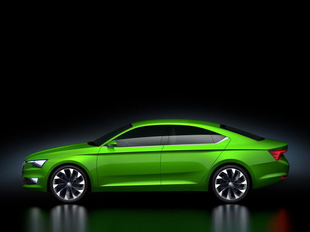 Обои картинки фото автомобили, skoda, зеленый, 2014, concept, visionc