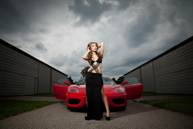 Обои картинки фото автомобили, авто с девушками, платье