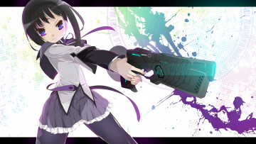 Картинка аниме mahou+shoujo+madoka+magika оружие взгляд девушка kuro chairo no neko akemi homura